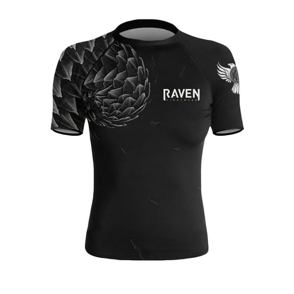 Raven Fightwear Women's Power Pangolin BJJ Rash Guard Short Sleeve MMA Black/Black