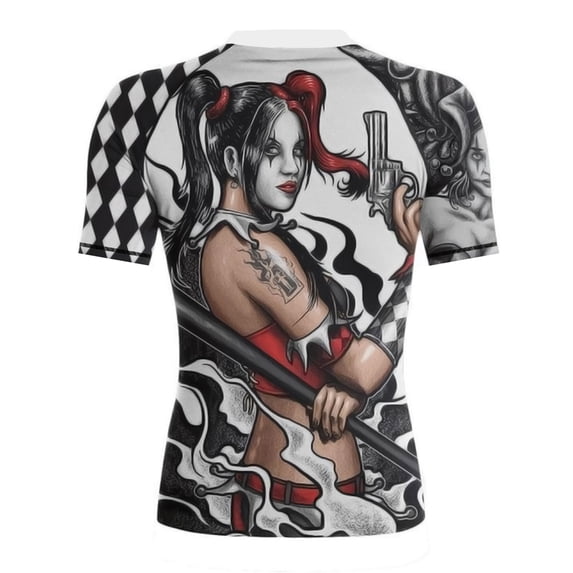 Raven Fightwear Women's The Harlequin Serenity BJJ Rash Guard Short Sleeve MMA White