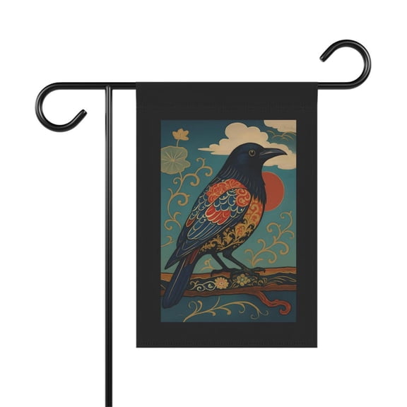 Raven Flag Folk Art Crow Flag 28x40 POLE NOT INCLUDED House Flag