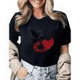 thumbnail image 1 of Raven Flying Rose Heart Gothic Graphic Tees Womans Tshirt Shirts Black White S-5XL Tops, 1 of 4