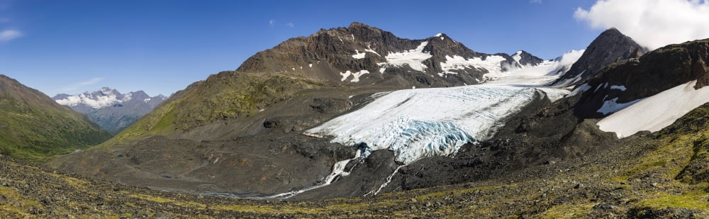 Raven Glacier at Crow Pass in the Chugach National Forest in Southcentral Alaska Alaska USA Canvas Art - Panoramic Images (9 x 30)