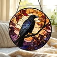 thumbnail image 1 of Raven Glass Suncatcher, Gothic Black Bird Window Hanging, 6.3 in, 1 of 3