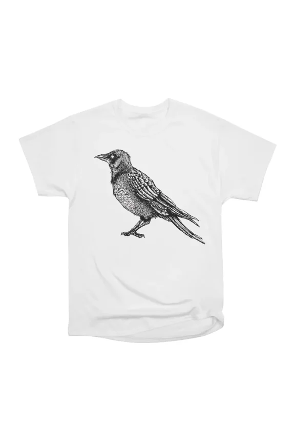 Raven Goth Black And White Ink Drawing T-Shirt Tee Gift For Him Merch For Her Apparel For