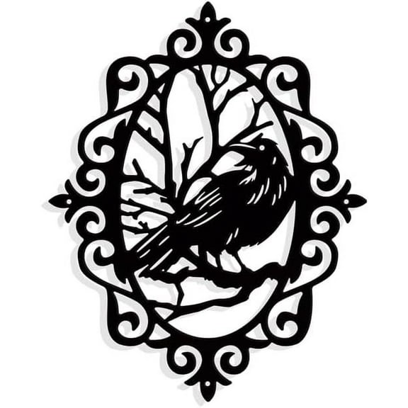 Raven-Gothic Metal Wall Art Decor Vintage Matte Black Wall Hanging Decor Silhouette Wall Art for Home Bedroom Living Room Garden Hotel Office Wall Decoration 9.67.7 Inch(24.5x19.5cm) DIY