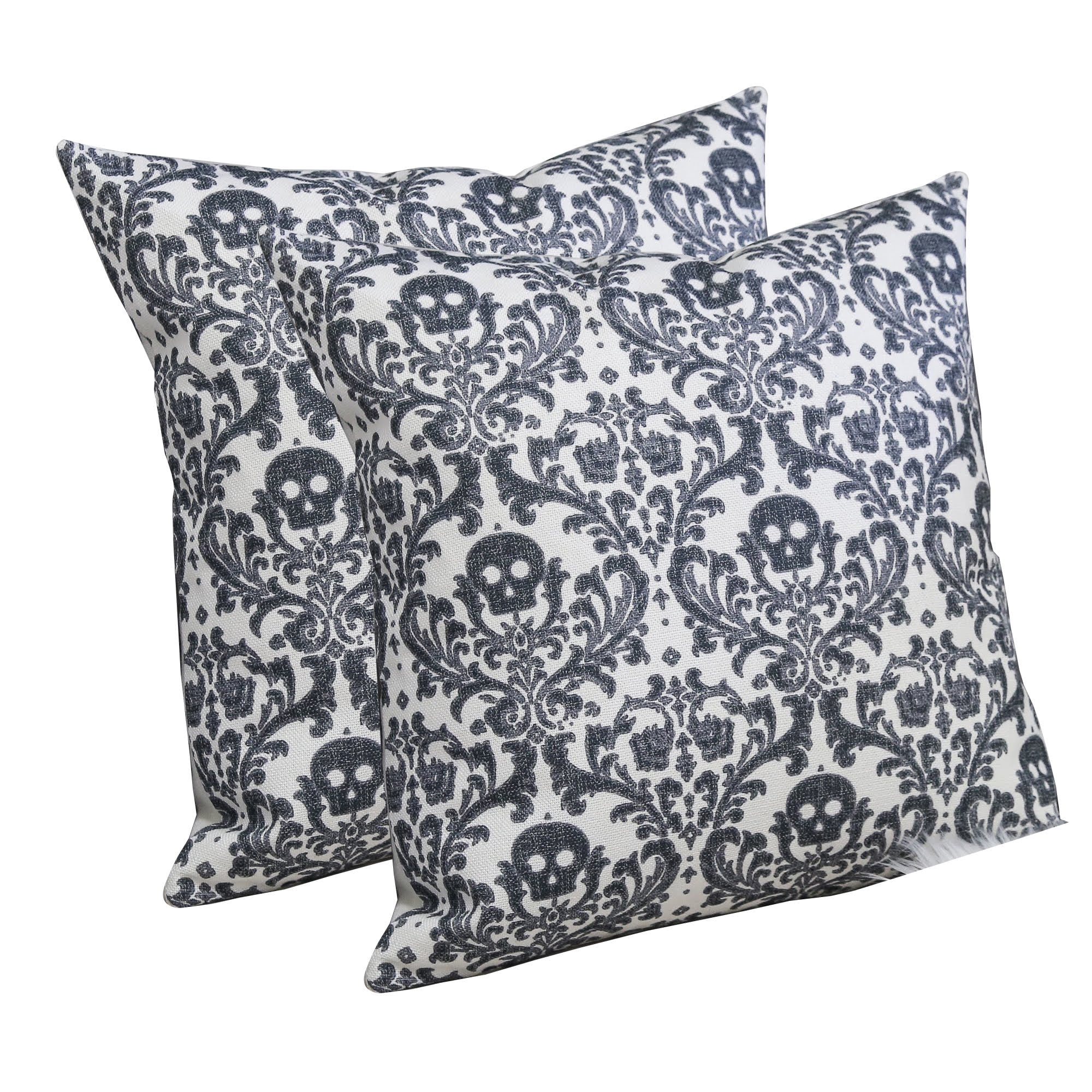 Raven Gray Abstract Polyester 20 in. x 20 in. Throw Pillow (Set of 2)