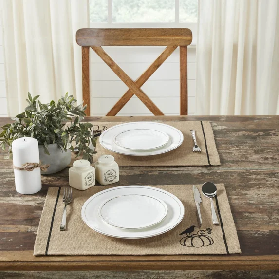 Raven Harvest Burlap Jute Placemat Set Of 2 13X19