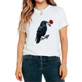 thumbnail image 1 of Raven Holding Red Rose Graphic Tees T-shirt Gothic Dark Romance Tops daily wear Short Sleeve Round Neck White S-5XL, 1 of 5