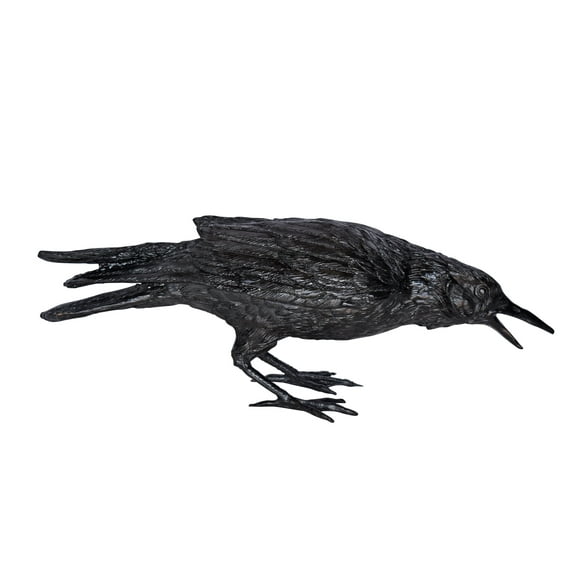 Raven Looking for Food Elegant Bronze Statue – Intricate Design, Stunning Home Décor Piece for Indoor or Outdoor Display, Perfect for Art Collectors & Bird Lovers, 24"L x 6"W x 12"H