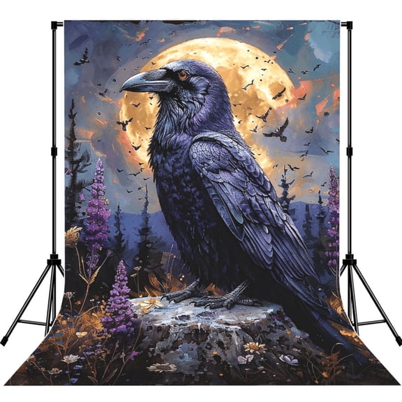 Raven Magic Moon Photography Backdrop 5x7Ft Background for Photo Studio Video Recording Birthday Party Wedding Home Decor
