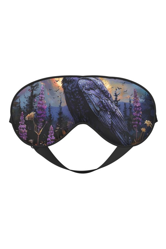 Raven Magic Moon Soft Faux Silk Sleep Mask, Eye Mask, Reversible Double-Sided for Travel, Shift Work, Meditation