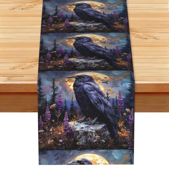 Raven Magic Moon Table Runner 13x72 Inch for Dining Table Kitchen Wedding Party Decor Fireplace Mantle