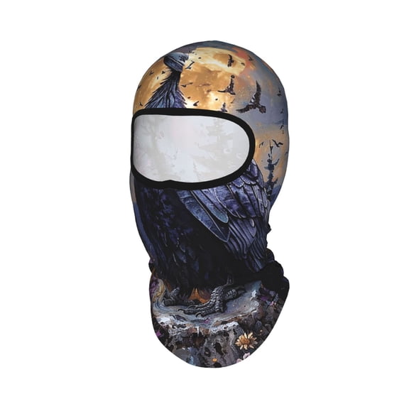 Raven Magic Moon Unisex Balaclava Ski Mask Full Face Cover for Cold Weather & UV Protection, Breathable Cooling Helmet Liner