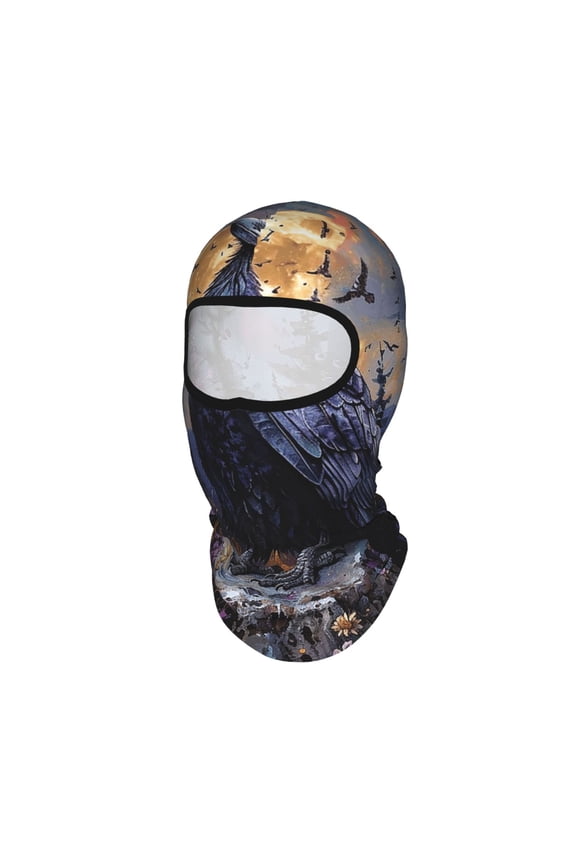 Raven Magic Moon Unisex Balaclava Ski Mask Full Face Cover for Cold Weather & UV Protection, Breathable Cooling Helmet Liner