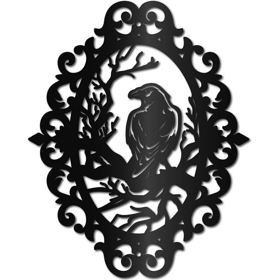 Raven Metal Wall Decor Crow Wall Art Decor Black Bird Sculpture Metal Hanging Decor Rustic Wall Sign Hollow Out Ornament