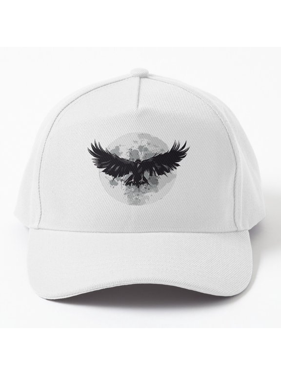 Raven Moon Baseball Cap, Gothic Graphic Hat Style