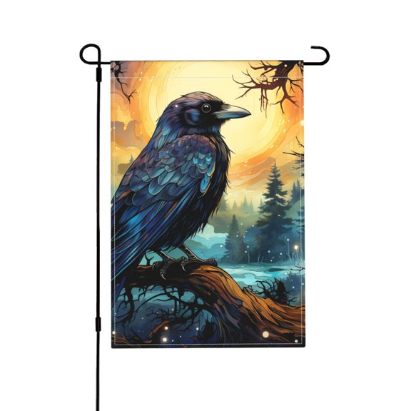 Raven Moonlight Starry Art Garden Flag Outdoor House Flags 12 X 18 Inch Banner Yard Home Decoration