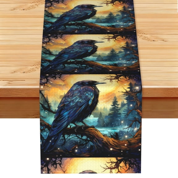Raven Moonlight Starry Art Table Runner 13x72 Inch for Dining Table Kitchen Wedding Party Decor Fireplace Mantle