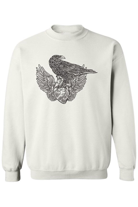 Raven On A Winged Heart Sweatshirt Men -Image by Shutterstock, Male 5X-Large
