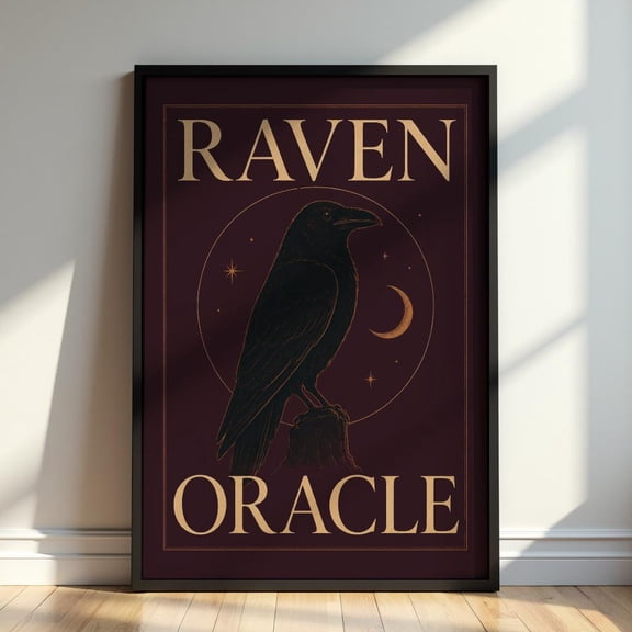 Raven Oracle Gothic Poster Mystical Crow Wall Art Celestial Vintage Bird Print Home Decor Office Wall Art
