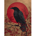 thumbnail image 1 of Raven Red Sun Canvas Painting，Nature Wall Decor for Living Room Bedroom Office Hotel Lobby Entryway, 1 of 8