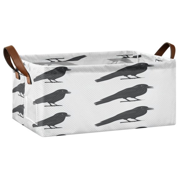 Raven Repetition Open Home Storage Bins Foldable Metal Frame Shelf Baskets 16.9x11.4x7.7in Water-Resistant