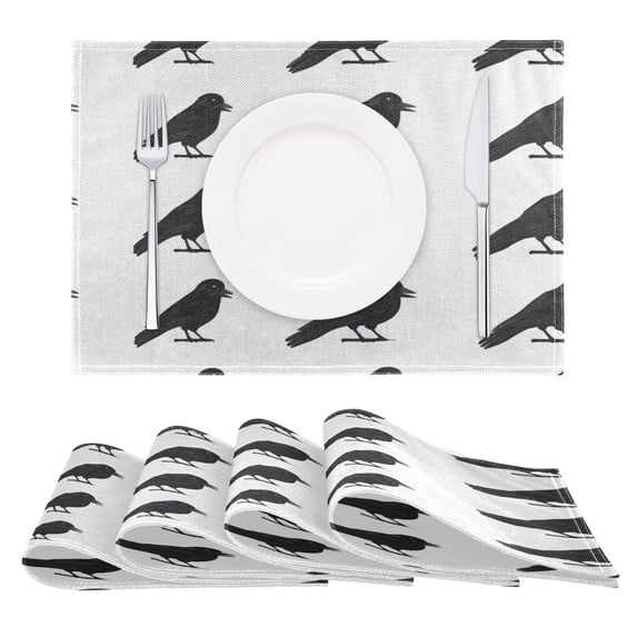 Raven Repetition Reversible Placemat Non Slip Coffee Mat 18x12 Inch for Dining, Kitchen, Coffee