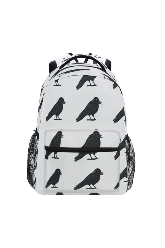Raven Repetition Stylish Large Backpack 15L Self-Standing Durable Twill for School, Office and Travel Use