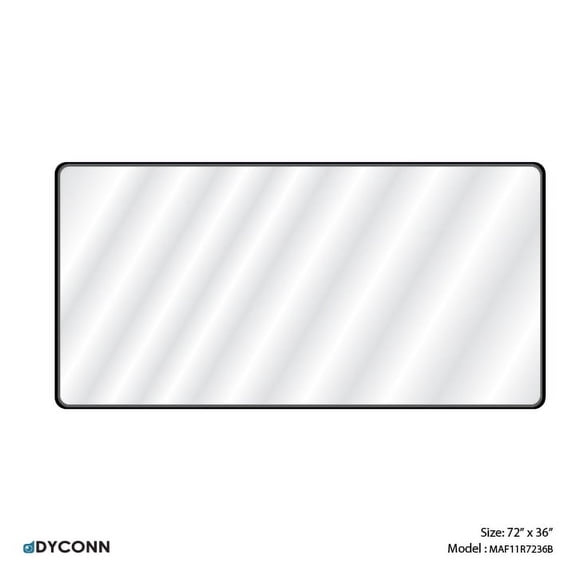 Dyconn Faucet Raven Rectangular Metal Framed Wall Mounted LED Bathroom Vanity Mirror in Black 72x36