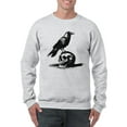 thumbnail image 1 of Raven Skull Gothic Halloween Graphic - Men's Sweatshirt, 1 of 4