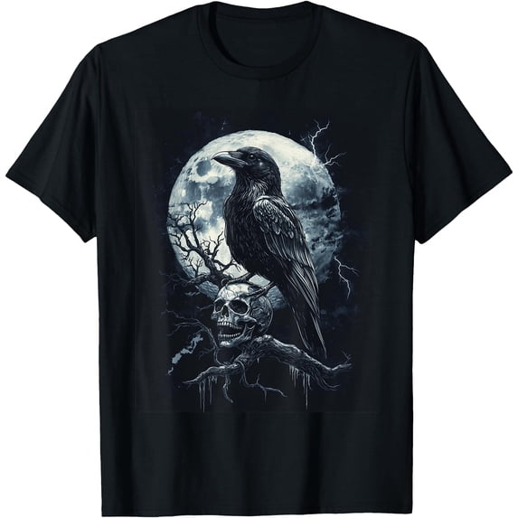 Raven Application Raven Skull Moon Scary Gothic Spooky Crow Classic Theme Everyday ...