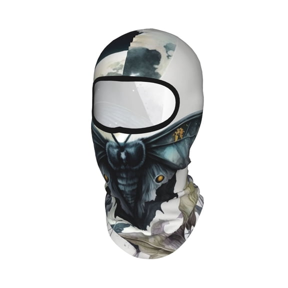 Raven Skull Moth Moon Black Unisex Balaclava Ski Mask Full Face Cover for Cold Weather & UV Protection, Breathable Cooling Helmet Liner