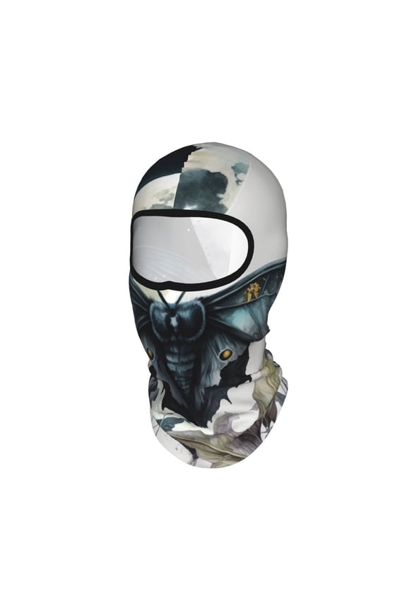 Raven Skull Moth Moon Black Unisex Balaclava Ski Mask Full Face Cover for Cold Weather & UV Protection, Breathable Cooling Helmet Liner