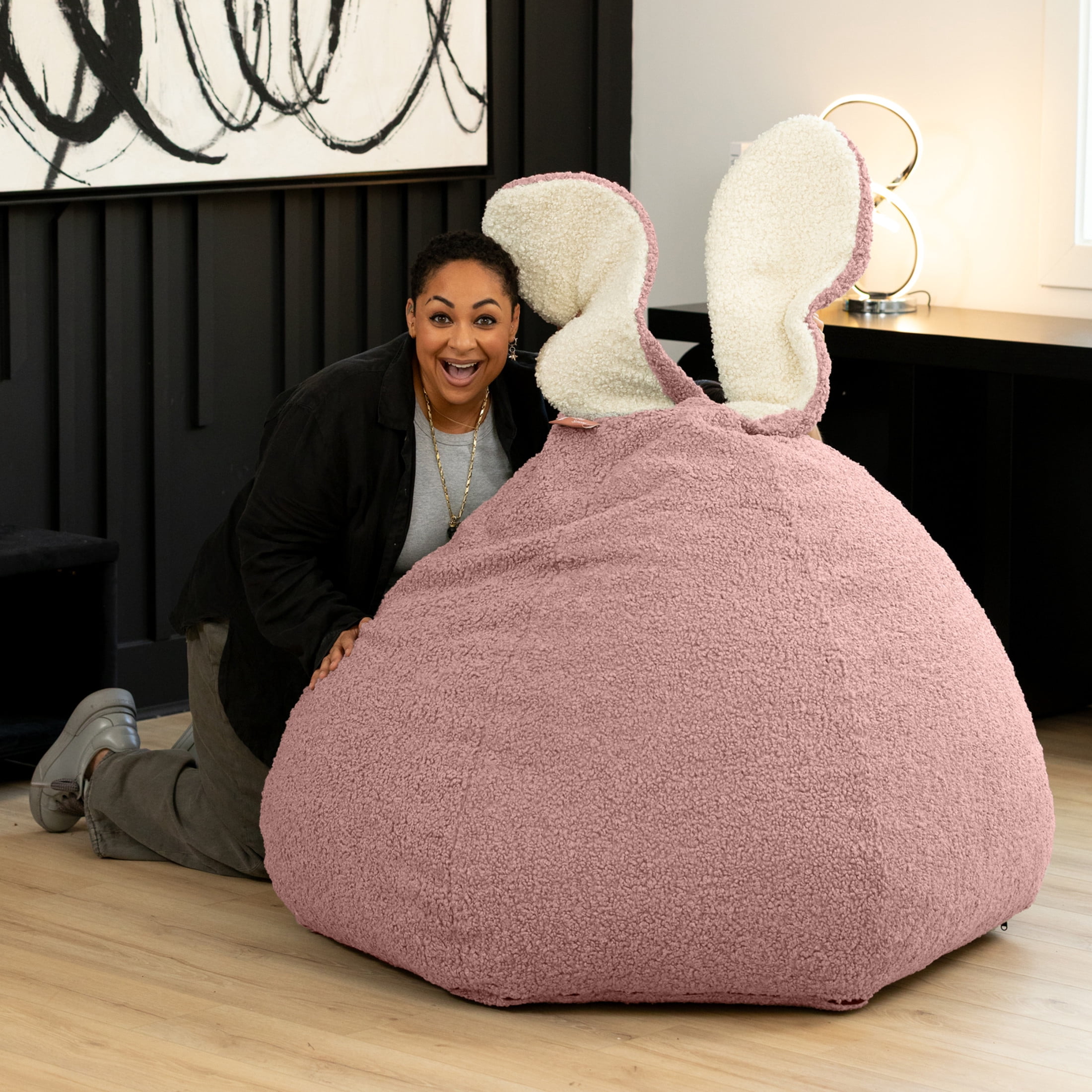 Raven-Symoné Home HopSeat Bunny Oval Shaped Large Bean Bag Chair with ...