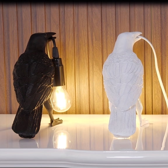 Raven Table Lamp, Halloween Gift Table Lamp, Gothic Raven Lamp, Cute Black Raven Wall Lamp With Wall Plug, Bird Table Lamp For Bedside Bedroom Living Room Decor (Bulb Included)