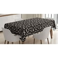 thumbnail image 1 of Raven Tablecloth, Flying Silhouette of Birds Gloomy Themed Open Wings Repetitive Pattern, Rectangle Satin Table Cover Accent for Dining Room and Kitchen, 60" X 90", White and Dark Brown, by Ambesonne, 1 of 2