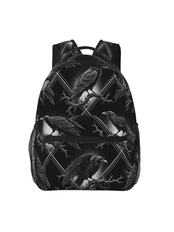 Raven Thorns Diamond Grid Backpack Casual College Bag Zipper Laptop Daypack Hiking Rucksack Travel