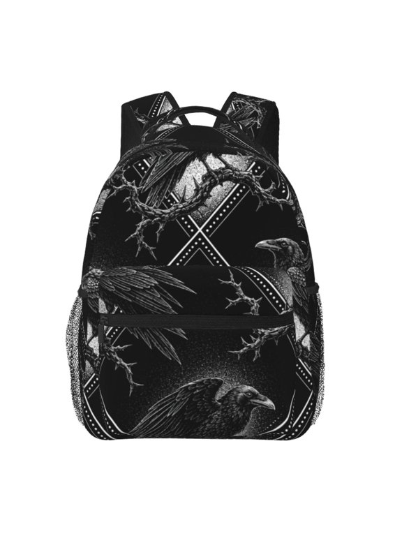 Raven Thorns Diamond Grid Laptop Backpack Travel Rucksack for Teens Adults, Fits 15-inch Notebook