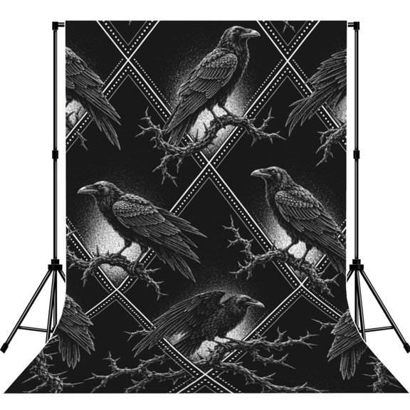 Raven Thorns Diamond Grid Photography Backdrop 5x7Ft Background for Photo Studio Video Recording Birthday Party Wedding Home Decor