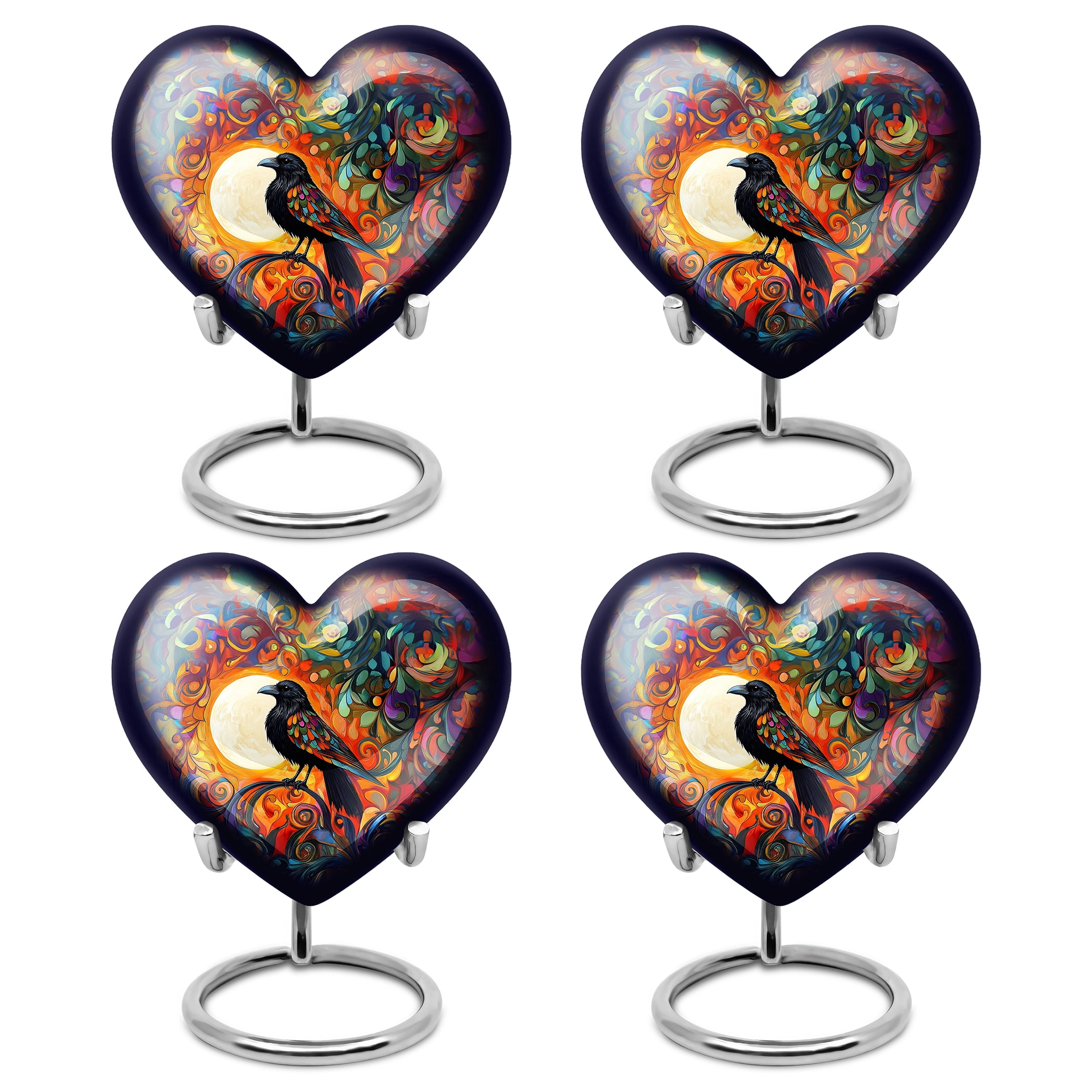 Raven Urn for Ashes Adult Male & Female, small Urns for Human Ashes keepsake, Cremation companion Urns, Urns for Ashes Adult Female (Size - 3inch, 4 Pcs)