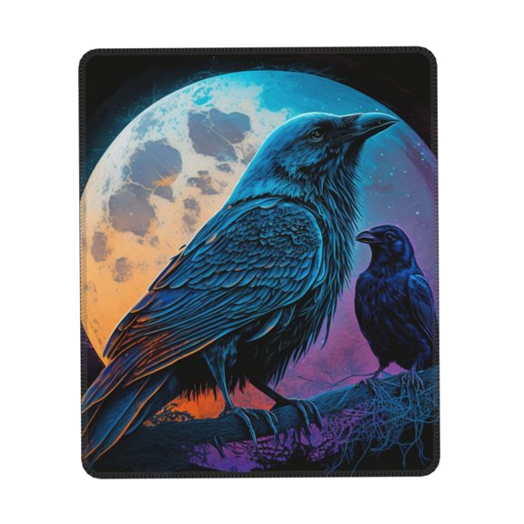 Raven Wolf Moon Moonlight Art Gaming Mouse Pad 10 x 12 inch Rectangle Computer Mousepad Mat Non-Slip Rubber Base for Office Laptop PC