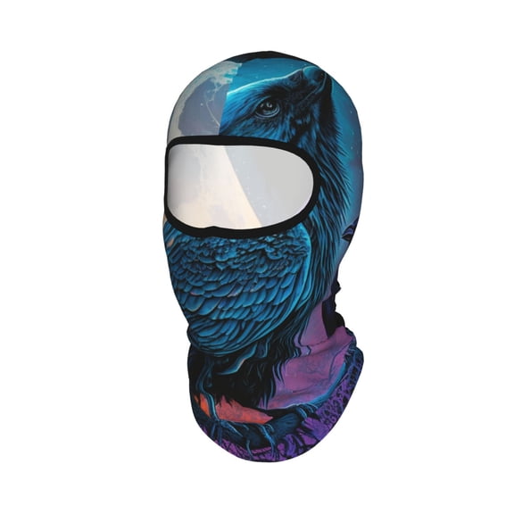 Raven Wolf Moon Moonlight Art Unisex Balaclava Ski Mask Full Face Cover for Cold Weather & UV Protection, Breathable Cooling Helmet Liner