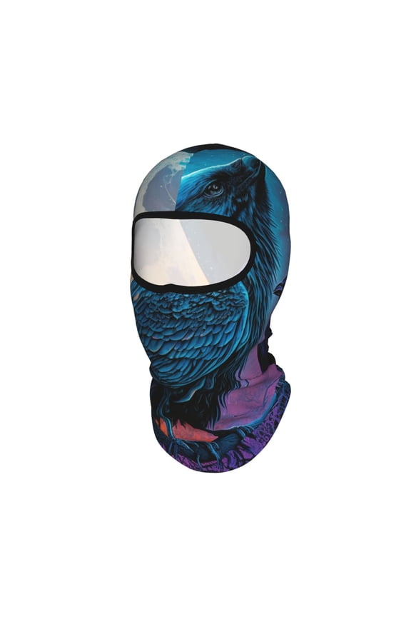 Raven Wolf Moon Moonlight Art Unisex Balaclava Ski Mask Full Face Cover for Cold Weather & UV Protection, Breathable Cooling Helmet Liner