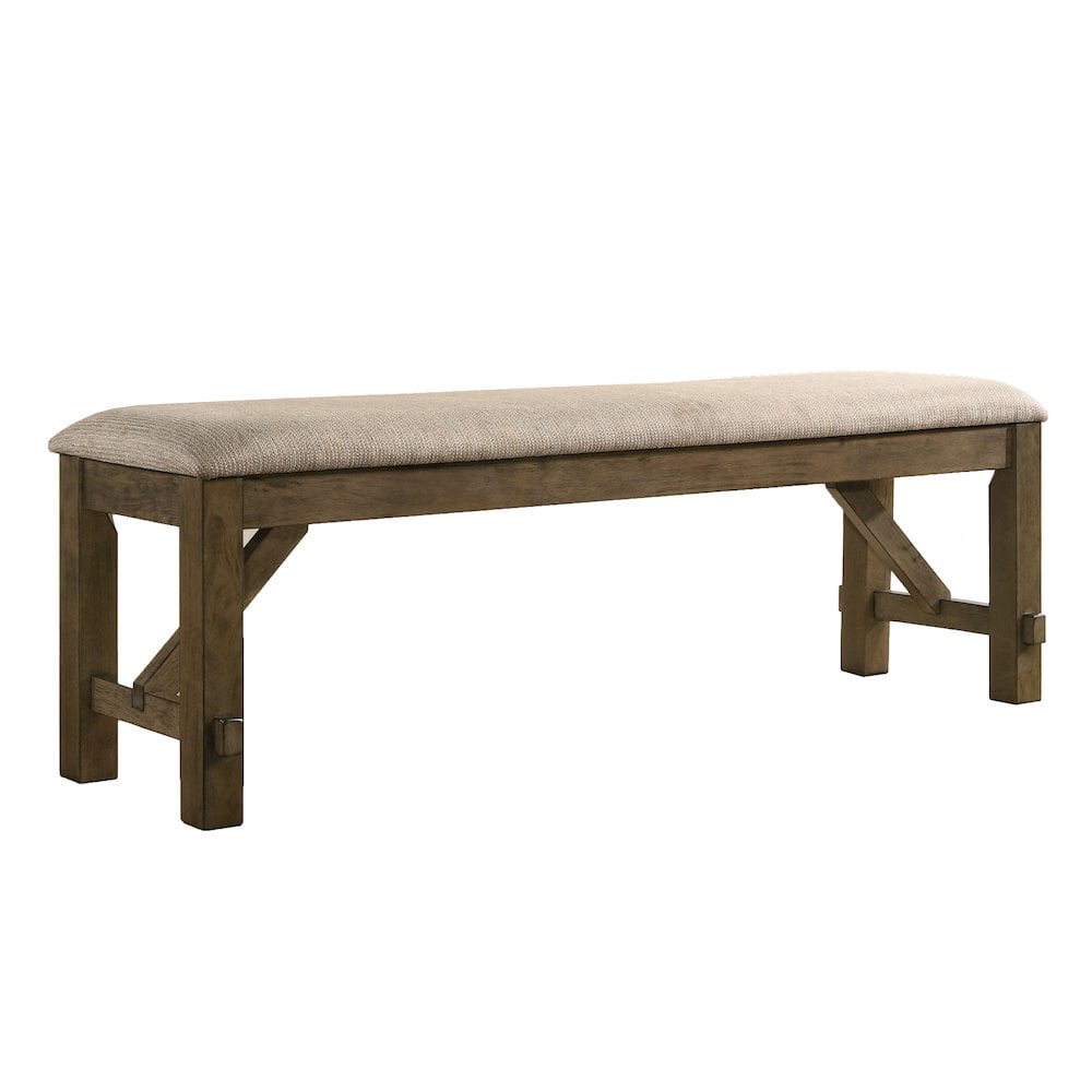 Raven Glazed Pine Brown 60" Solid Wood Farmhouse Dining Bench