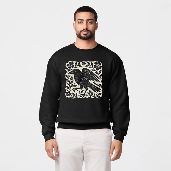 Raven Application Raven and Folk Floral Crewneck Sweatshirt, Unisex - Walmart.com