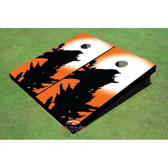 Raven on a Tree Orange Theme Cornhole Boards
