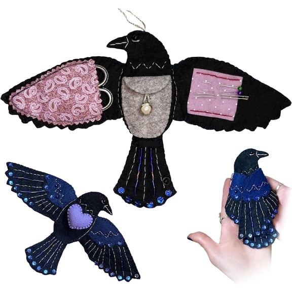 Raven’s Keepsake – Guardian of Stitches, Felt Sewing Kit Organizer, Travel Storage Case for Scissors Pins Needles & Thread Unique Gift for Sewers and Quilters