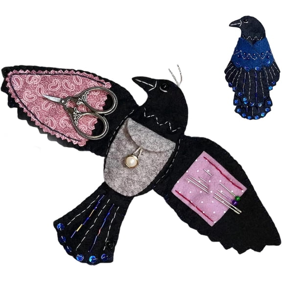 Raven’s Keepsake – Guardian of Stitches, Handmade Sewing Accessories Organizer, Portable Sewing Storage Bag, Cotton Dividing Storage Box Craft Organizer and Storage, Cute Gift for Sewing Lover