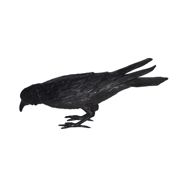 Nifao Raven with his head down Bronze Statue  Home Decor Sculpture, 22"L x 6"W x 11"H