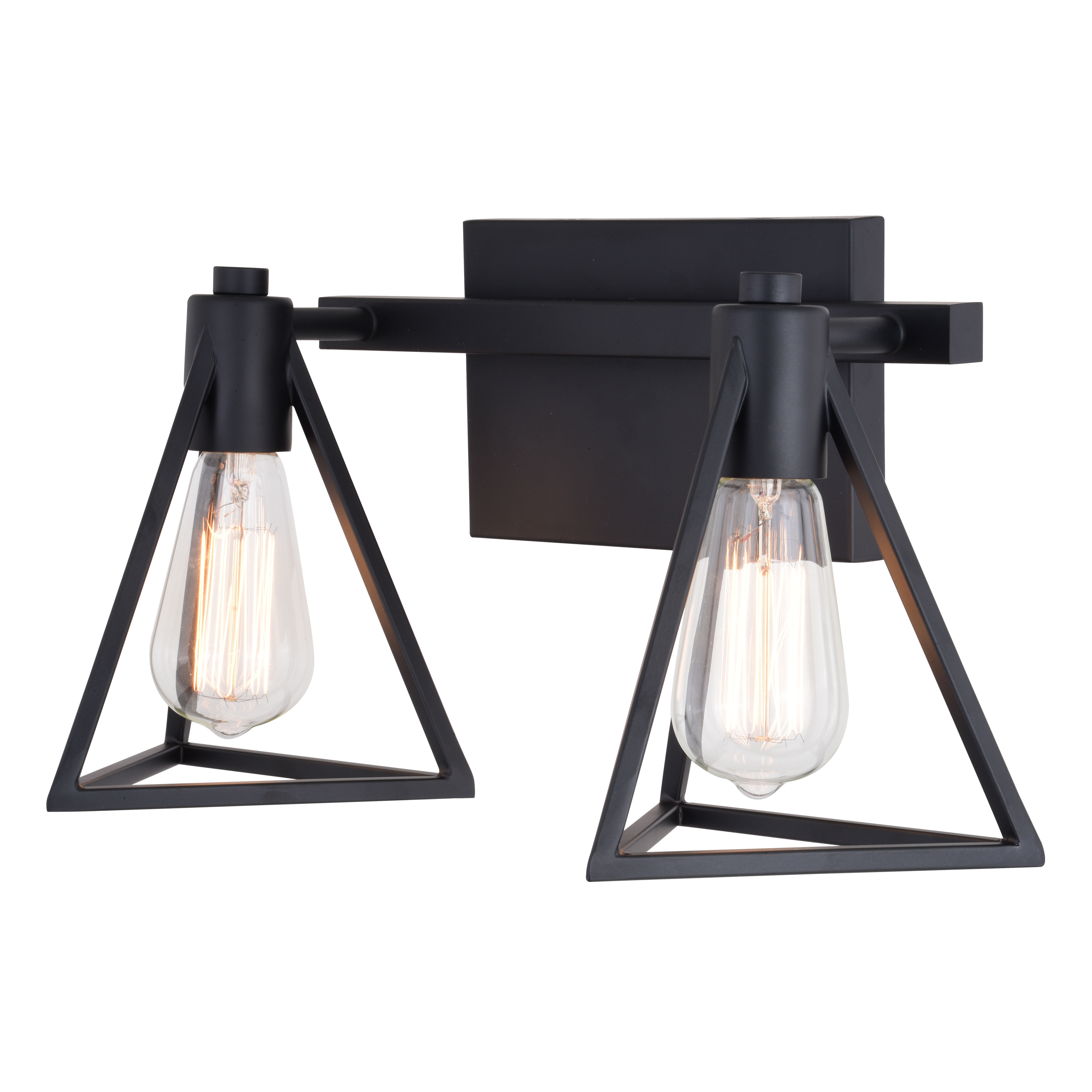 Ravenna 2 Light Matte Black Bathroom Vanity Fixture Metal Cage Shade ...