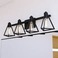 thumbnail image 1 of Ravenna 4 Light Matte Black Bathroom Vanity Fixture Metal Cage Shade, LED Compatible, 1 of 12